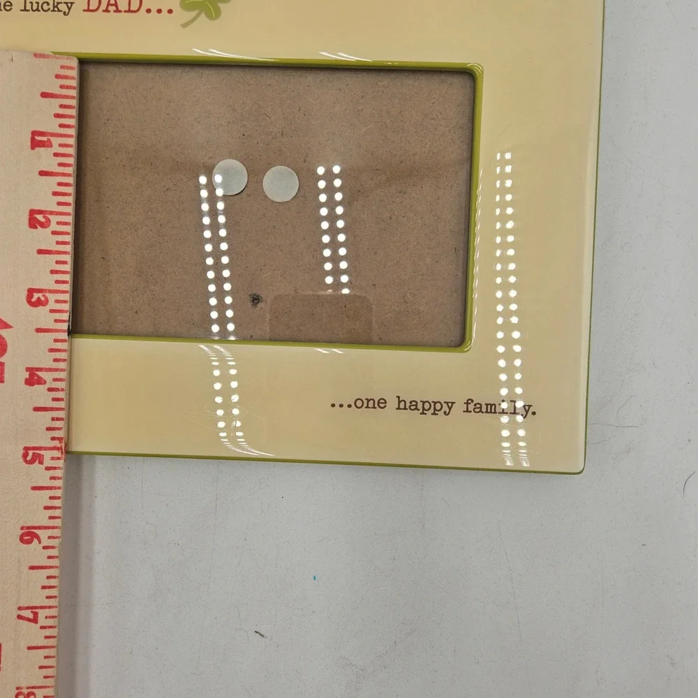Hallmark One Lucky Dad One Happy Family Ceramic 4x6 Photo Frame Green Yellow